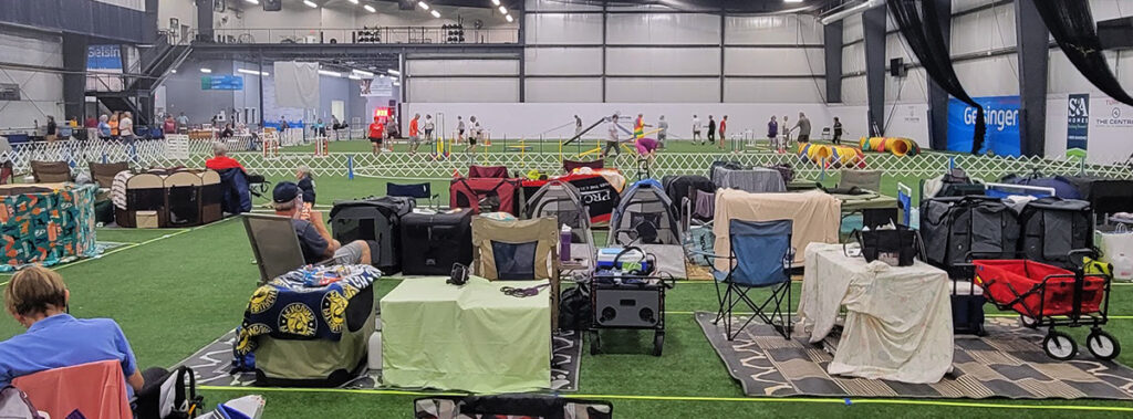 A dog agility trial inside the Nittany Valley Sports Centre in State College, PA